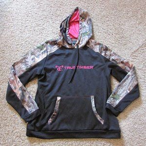 NWOT Truetimber Large Black Pk Camo Hood Pullover Sweatshirt Hoodie Fleece Lined